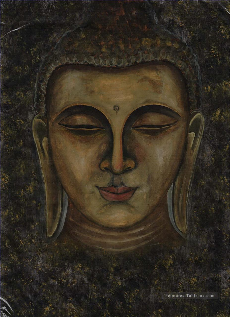 Tête de Bouddha en bouddhisme gris Peintures à l'huile